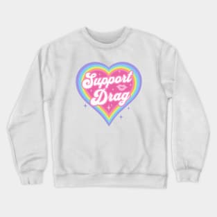 Support Drag Retro Rainbow Heart LGBTQ Kawaii Cute Gay Pride Crewneck Sweatshirt